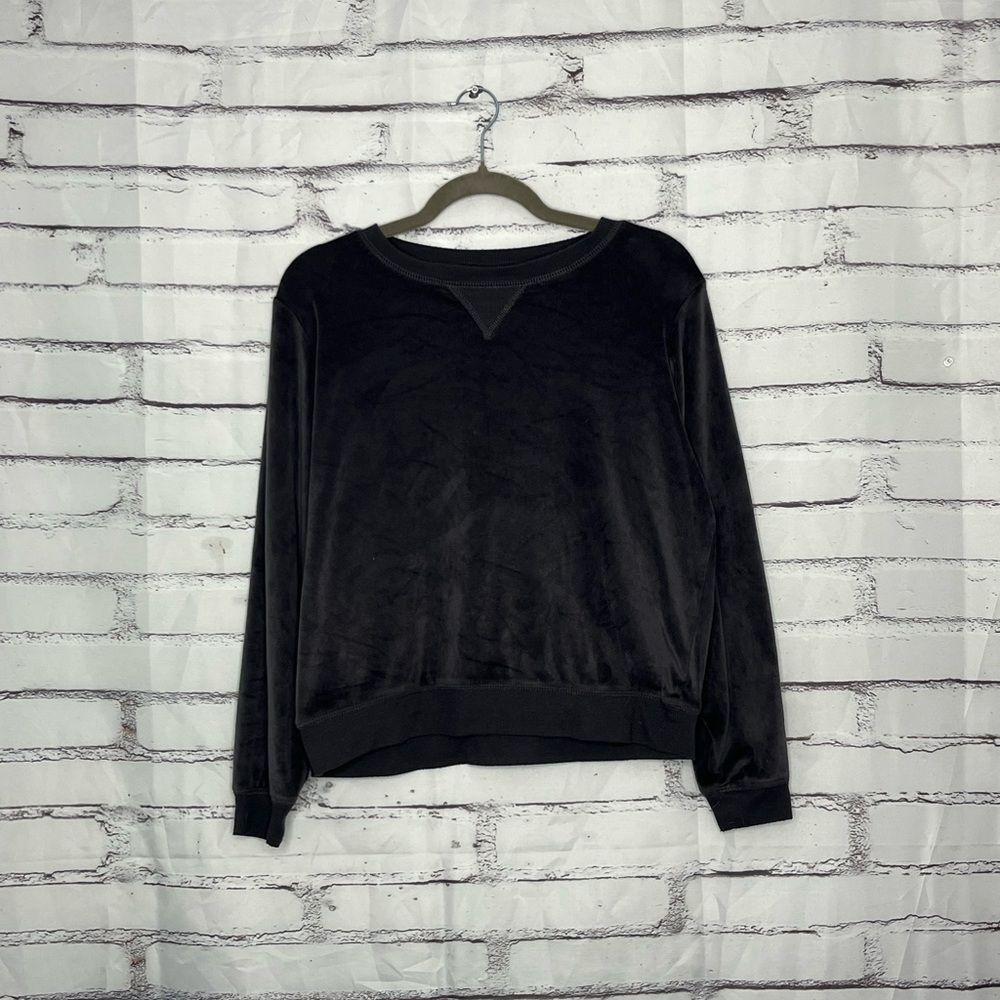 Honeydew Black Velour Crewneck Pullover Sweatshirt Women’s Medium Soft Cozy Y2K